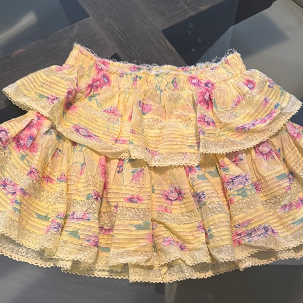 Authentic LoveShackFancy Ruffle Mini Skirt in Bright Azalea